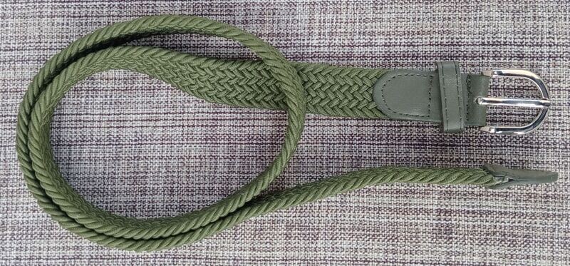 Ceinture Vert/Kaki- Design "Élastique Tressé" -  Longueur de 90 cm, Largeur 2.5 cm