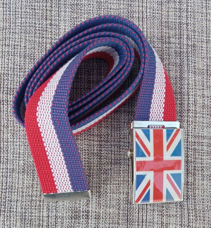 Ceinture Angleterre Design "Au Couleur English" -  Style Militaire - Longueur de 120 cm, Largeur 3.5 cm