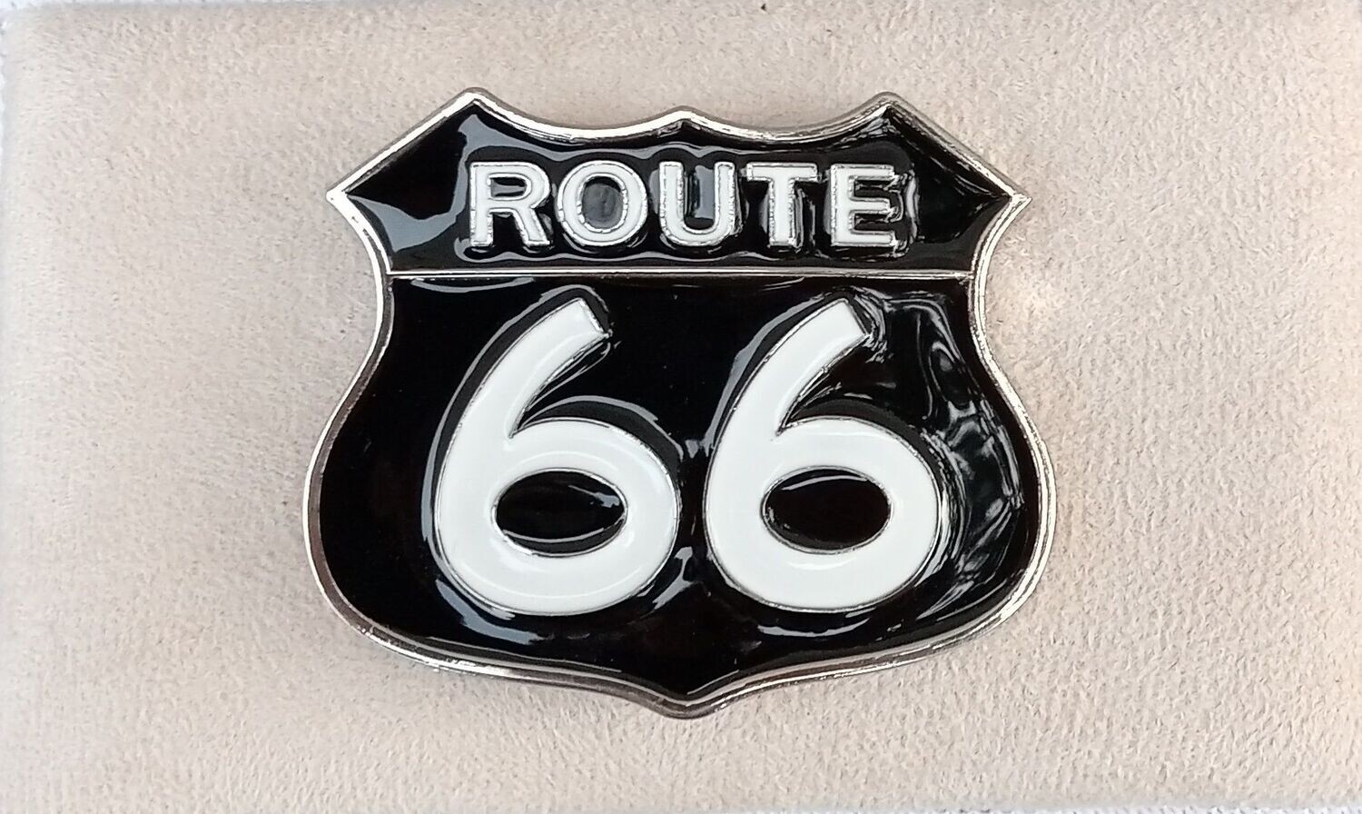 Boucle de Ceinture - Design "Bouclier Noir & Route 66 Blanc" - Pour 4 cm de Large