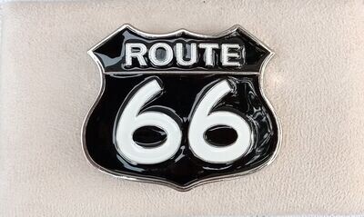 Boucle de Ceinture - Design "Bouclier Noir & Route 66 Blanc" - Pour 4 cm de Large