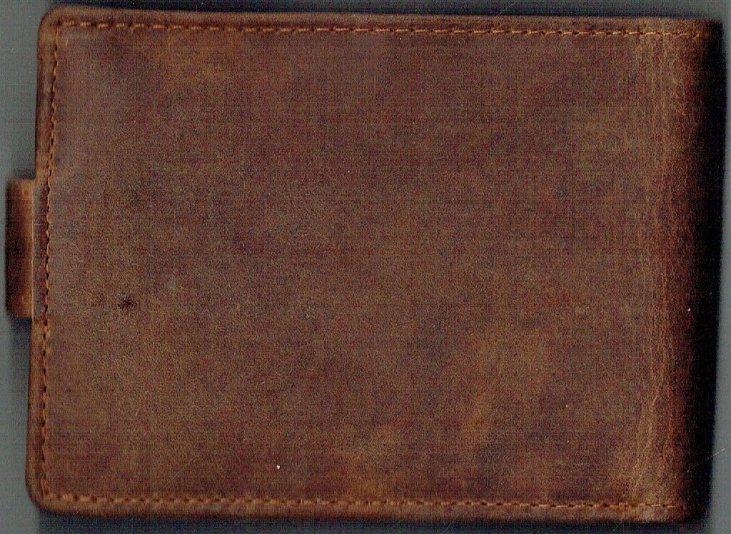 Porte-Feuille 156 Imprimé "Pêche", De Couleur Camel Vieilli, Cuir de Vachette Système RFID Anti-Transfère CB, Horizontal