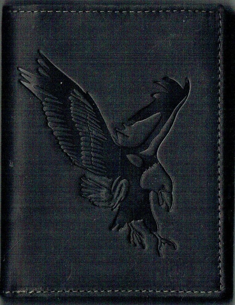Porte-Feuille 120 Imprimé "Aigle" - Cuir de Vachette - Gris Vieilli - RFID Vertical