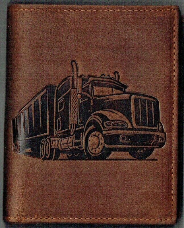 Porte-Feuille 120 Imprimé "Camion" - Cuir de Vachette - Camel Vieilli - RFID Vertical