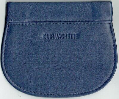Porte-Monnaie 915 "Le Clap de Fin" Extra Plat  - Cuir Vachette - Bleu - Ouverture par pression par les deux angles du haut.