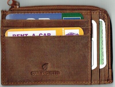 Porte-Monnaie 118 "Le Plat à Cartes" - Cuir Vachette - Camel Vieilli