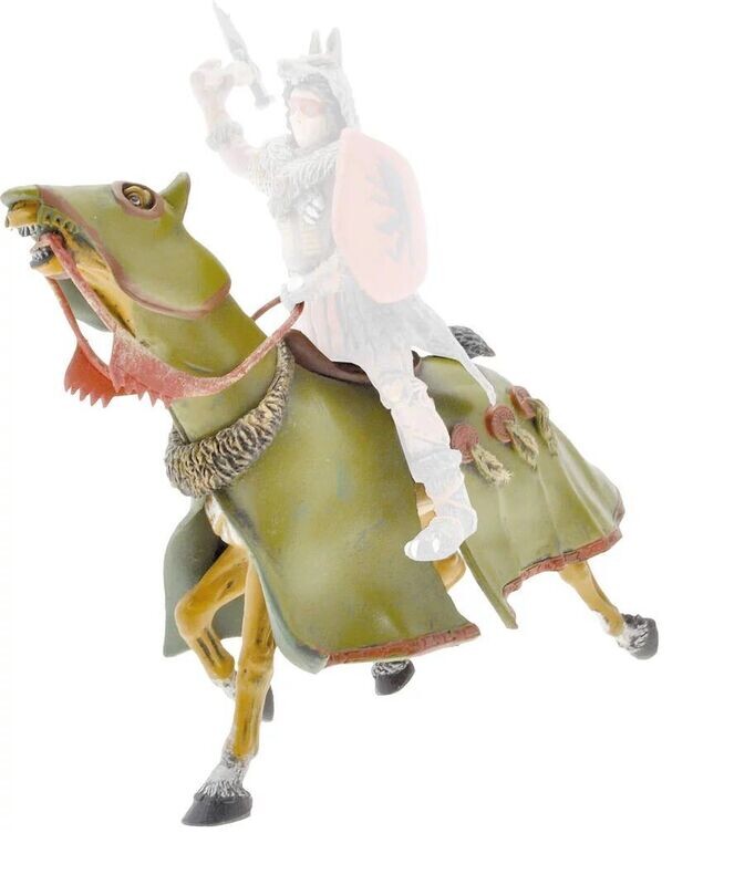 Figurine Plastoy -  Le Cheval du Prince des Loups avec son Manteau à la Peau de Loup  - Haut de 11 cm