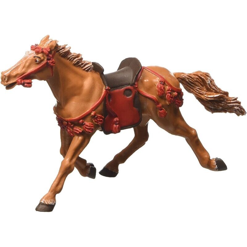 Figurine Plastoy -  Le Cheval Fauve du Samouraï qui Porte leur Drapeau  - Haut de 8 cm