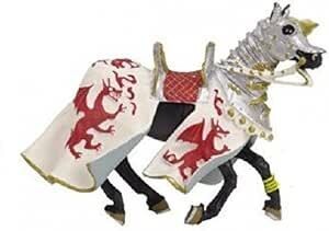 Figurine Plastoy -  Le Cheval Marron avec sa Robe Blanc au Couleur Dragon Rouge