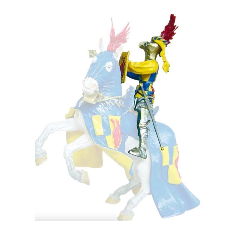 Figurine Plastoy -Le Chevalier Jaune avec son Casque Ailes Bleues & Bouclier Damier Rouge/Jaune Brandissant 1 Marteau, 1 Épées à la Ceinture - Haut de 10 cm Figurine Plastoy -Le Chevalier Jaune avec son Casque Ailes Bleues & Bouclier Damier Rouge/Jaune Brandissant 1 Marteau, 1 Épées à la Ceinture - Haut de 10 cm