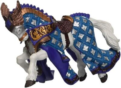 Figurine Papo -  Le Cheval du Maître Cimier Aigle avec sa Robe Bleu/Vert Damier au Couleur Aigle Blanc -