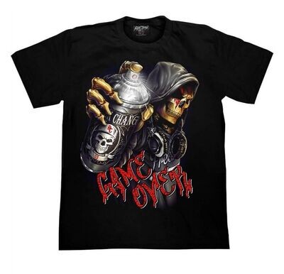 T-Shirt en 3D - XL - Portrait d'un Boy en Sweat Capuche Gris et un Casque Audio plus sa Bombe de Peinture en Main prêt à vous... - "Game Over"