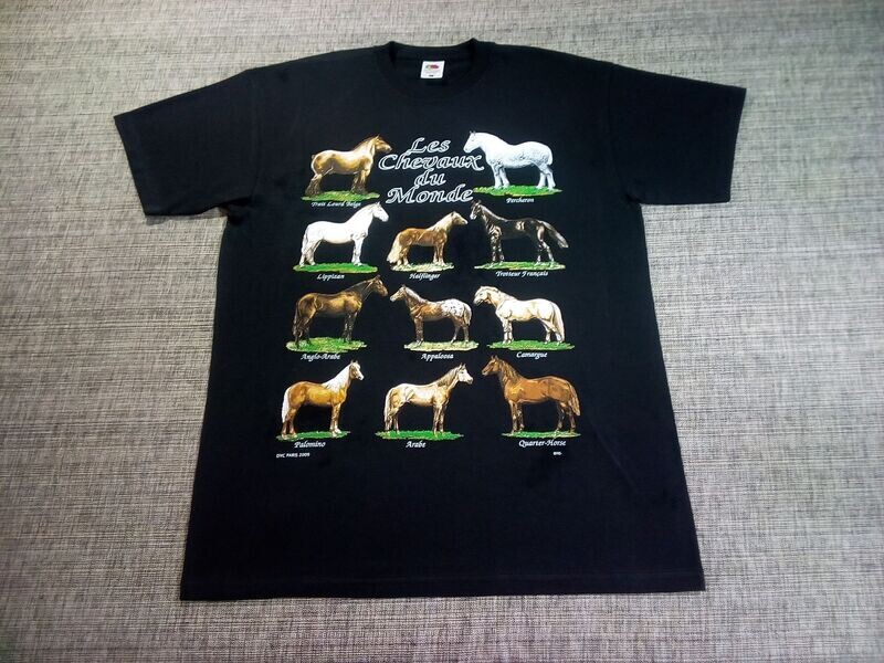 T-SHIRT - XL - Les Chevaux du Monde "Représentation de 11 Chevaux Magnifique"
