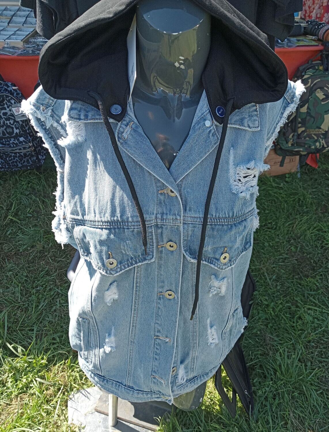 Blouson Débardeur Jean's avec Capuche Noir de Couleur Bleu Jean's - Taille L