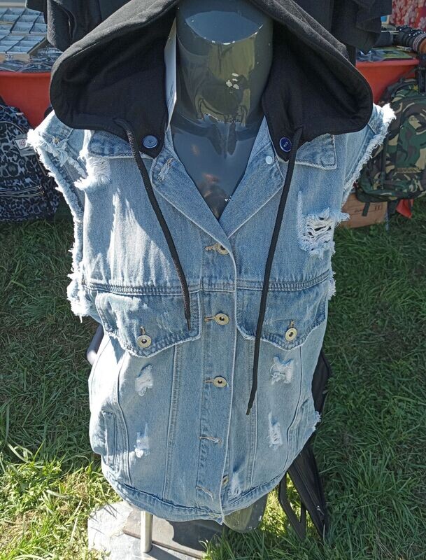 Blouson Débardeur Jean's avec Capuche Noir de Couleur Bleu Jean's - Taille L