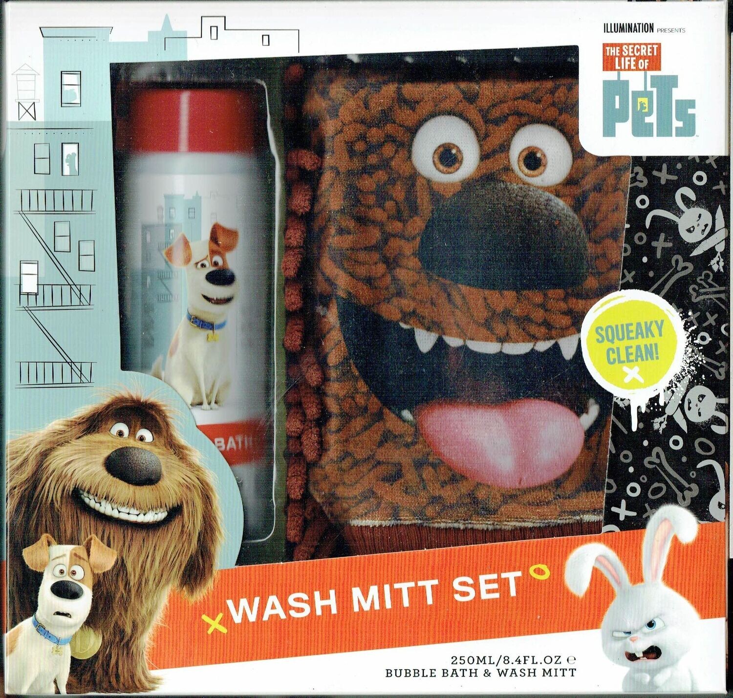 Kit de Lavage pour Chien - avec un Gant Marron de Motif "Portrait d'un Chien" et un Flacon de Shampoing d'une capacité de 250 ml