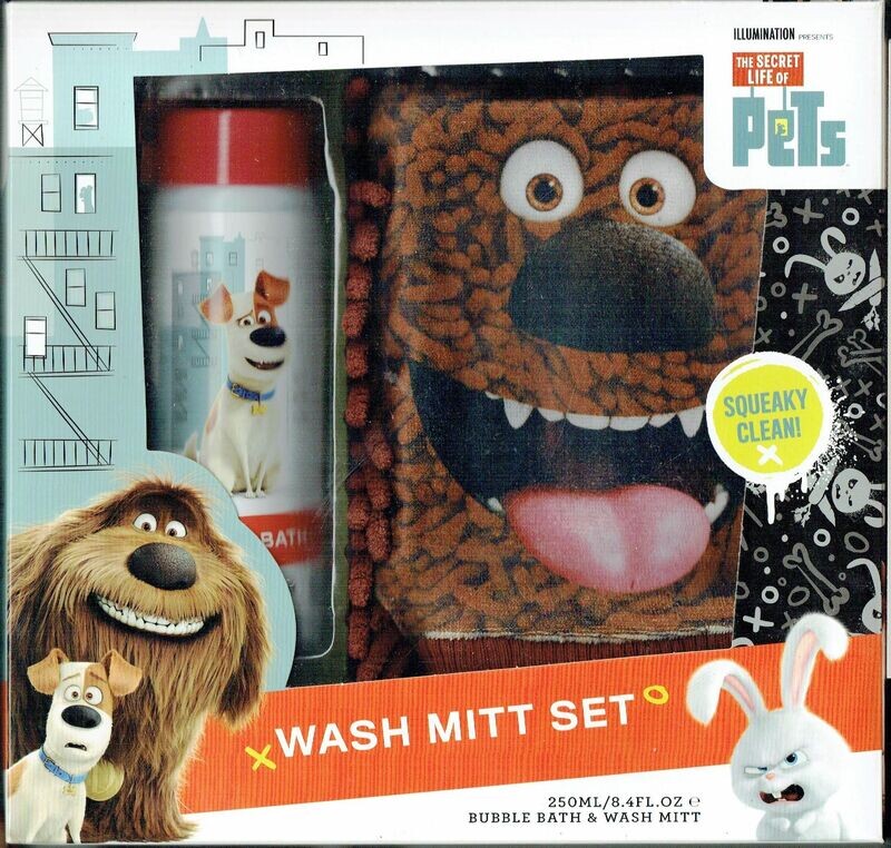 Kit de Lavage pour Chien - avec un Gant Marron de Motif "Portrait d'un Chien" et un Flacon de Shampoing d'une capacité de 250 ml