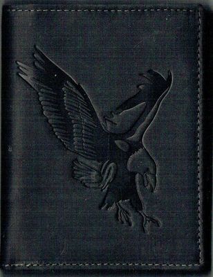 Porte-Feuille 120 Imprimé "Aigle" - Cuir de Vachette - Noir Vieilli - Système RFID Vertical
