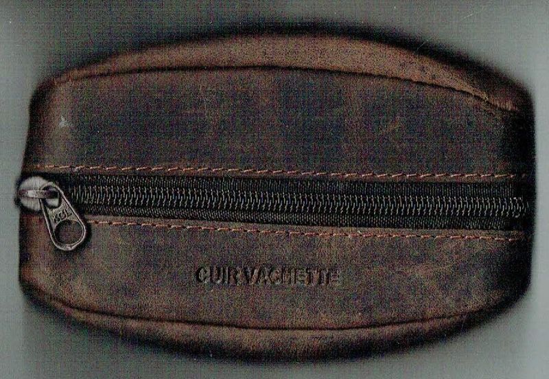 Porte-Monnaie  269 "Grain de Café" - Cuir Vachette - Marron Vieilli -  avec Boucle pour Clés, Mousqueton