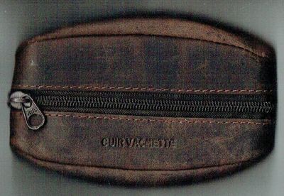 Porte-Monnaie  269 "Grain de Café" - Cuir Vachette - Marron Vieilli -  avec Boucle pour Clés, Mousqueton