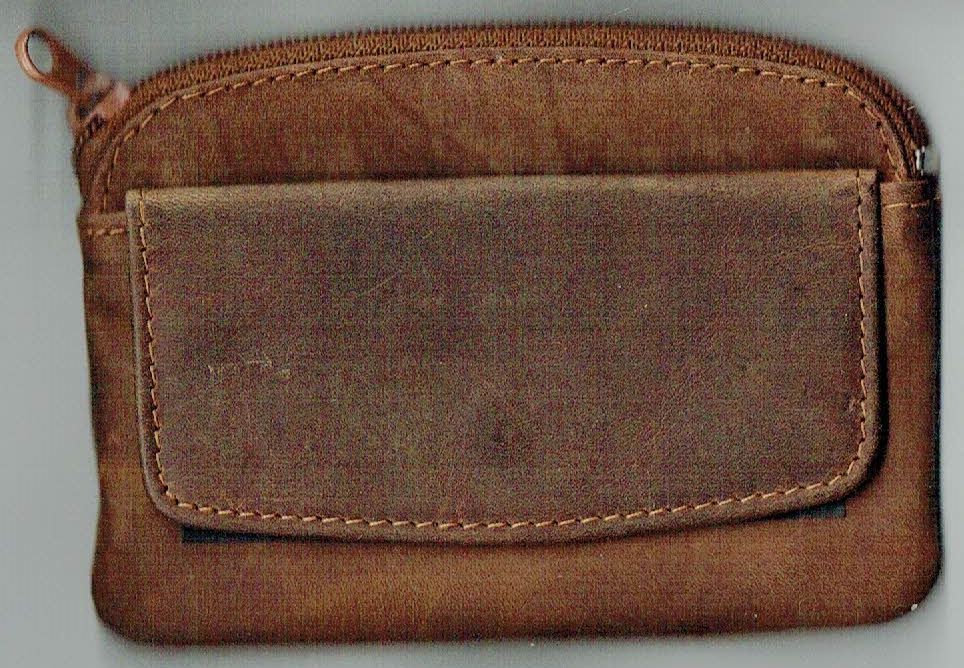 Porte-Monnaie 115 "Le Classique à 3 Compartiments" - Cuir Vachette - Camel Vieilli - Ouverture par pression & Zip.