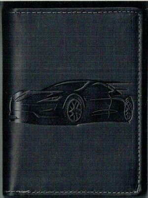 Porte-Feuille 120 Imprimé "Voiture", De Couleur Noir Vieilli, Cuir de Vachette Système RFID Anti-Transfère CB, Vertical