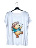 T-SHIRT Débardeur Blanc "Winnie l'Ourson" - Winnie  Danse "Hawaï