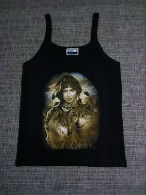 T-Shirt Marcel - Taille 30/32 - Portrait d'une Indienne et ses deux Loups
