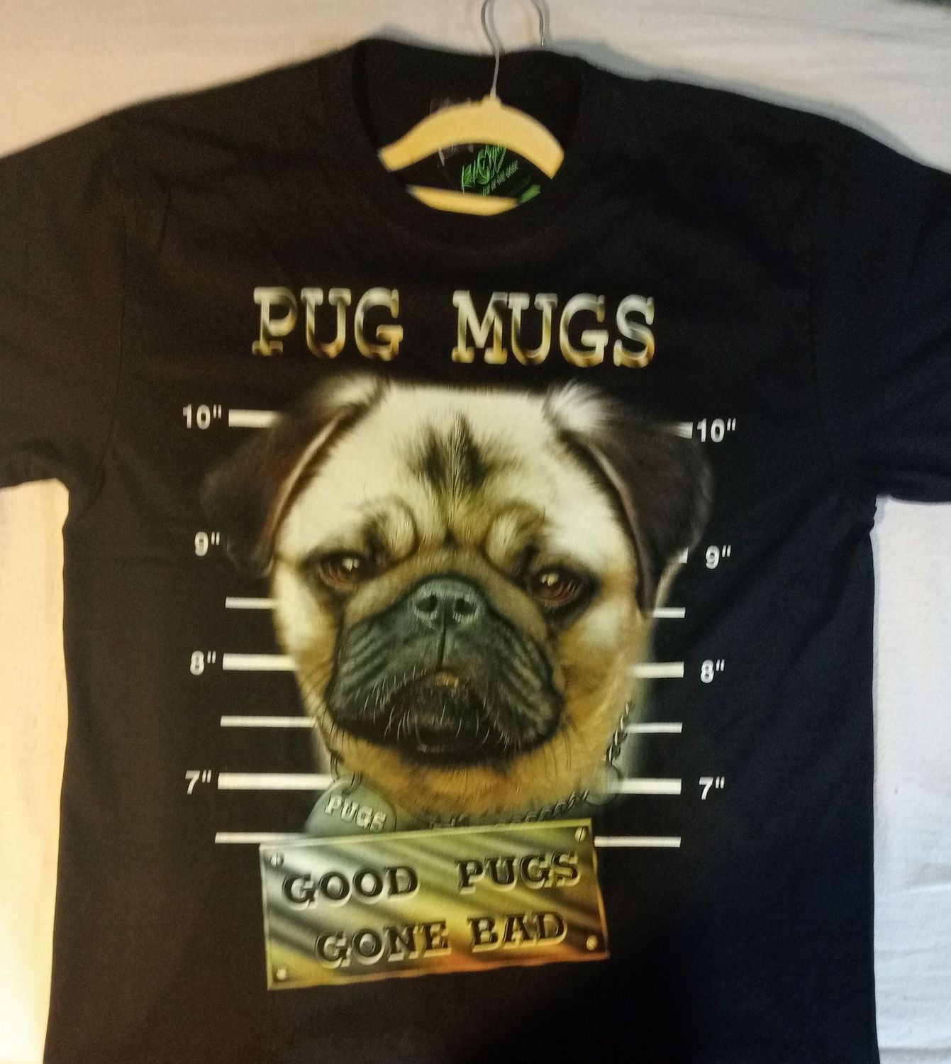 T-Shirt - XL - Portrait d'un Dog sa Fiche Wanted - "Pugs Mug & Good Pugs Gone Bach"