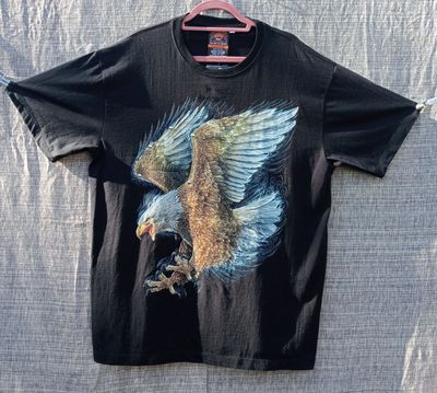 T-SHIRT 3D - XL - Aigle Entier Volant avec Piercing des Rivets Tête & Aile Blanche Corps Marron