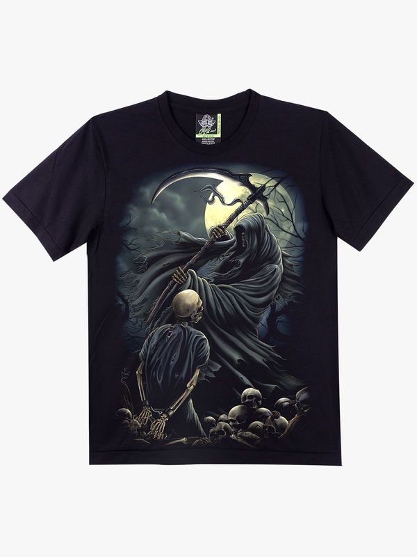 T-Shirt - 2XL - Un Faucheur Exécute un Skull assis dans un Cimetière de Squelettes de Skull, restant des Crânes et des Os. T-Shirt - 2XL - Un Faucheur Exécute un Skull assis dans un Cimetière de Squelettes de Skull, restant des Crânes et des Os.