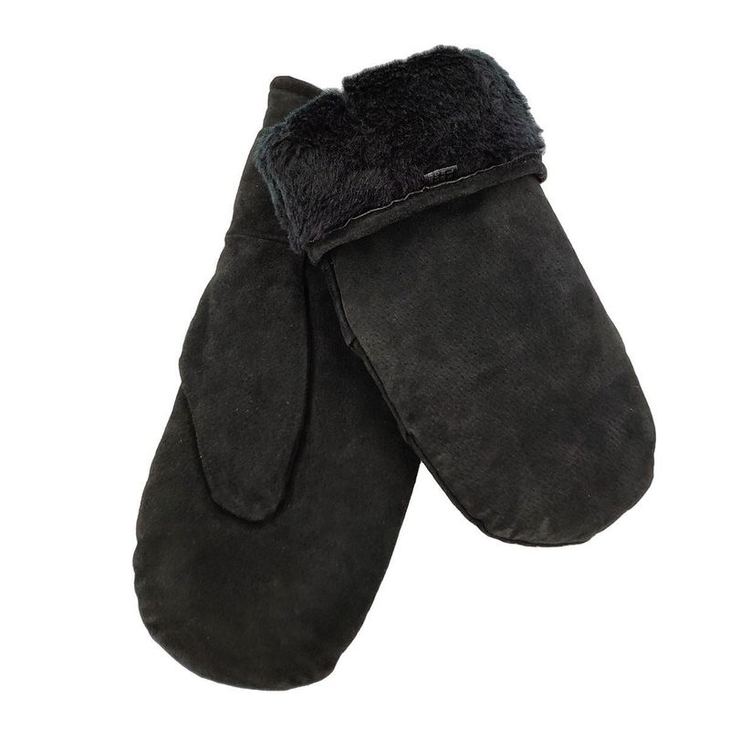 Une Paire de Gants "Moufle" En "Croute de Cuir", de Couleur Noir, pour une environ Taille Unis de T8 à T11