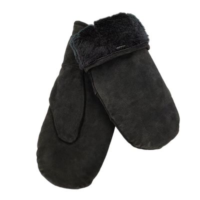Une Paire de Gants "Moufle" En "Croute de Cuir", de Couleur Noir, pour une environ Taille Unis de T8 à T11