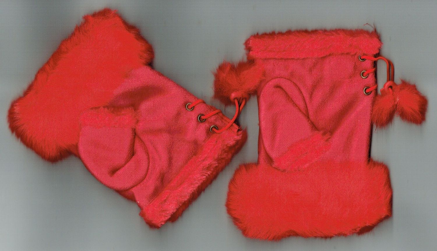 Une Paire de Gants "Mitaine" En "Polyester & Simili Daim", Doublure Fourrure, de Couleur Rouge, pour une Taille Réglable Unis de T6 à T8