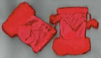 Une Paire de Gants "Mitaine" En "Polyester & Simili Daim", Doublure Fourrure, de Couleur Rouge, pour une Taille Réglable Unis de T6 à T8