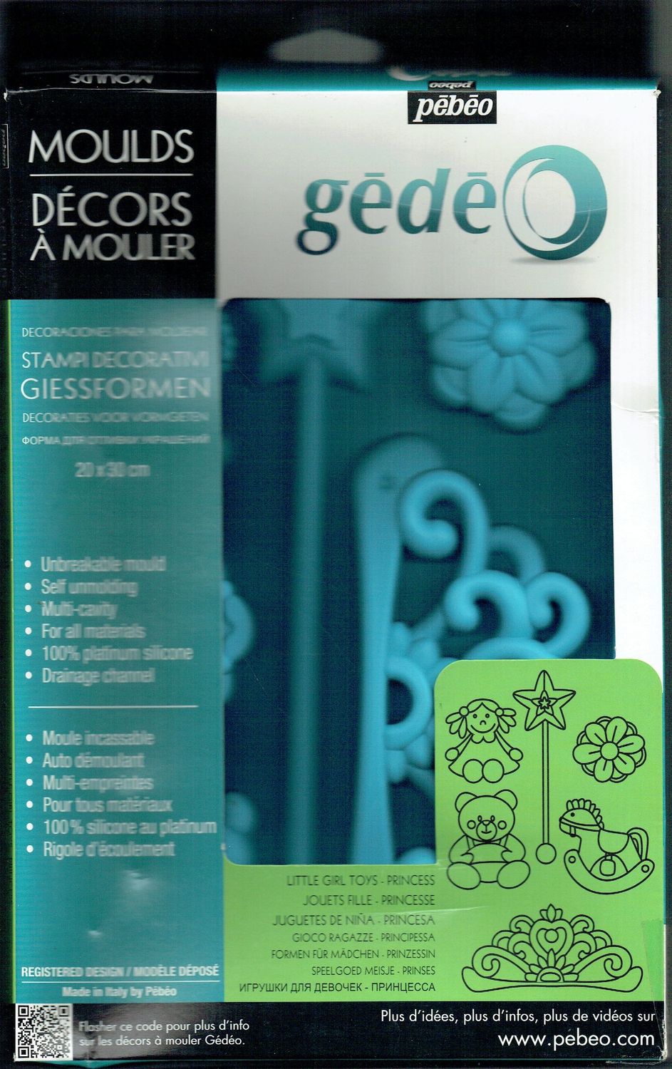 Moule Incassable "20 x 30 cm" 100 % Silicone au Platinum, Auto-Démoulant "Moules de Princesse", Baguette, Ourson, Couronne, Cheval, Princesse pour Tous Matériaux