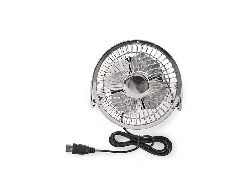 Mini Ventilateur "Argenté" de Bureau, Alimenté par un Port USB, avec Interrupteur M/A, Il suffit de le Brancher sur Votre Ordinateur, ainsi la Surface de Travail est au Frais