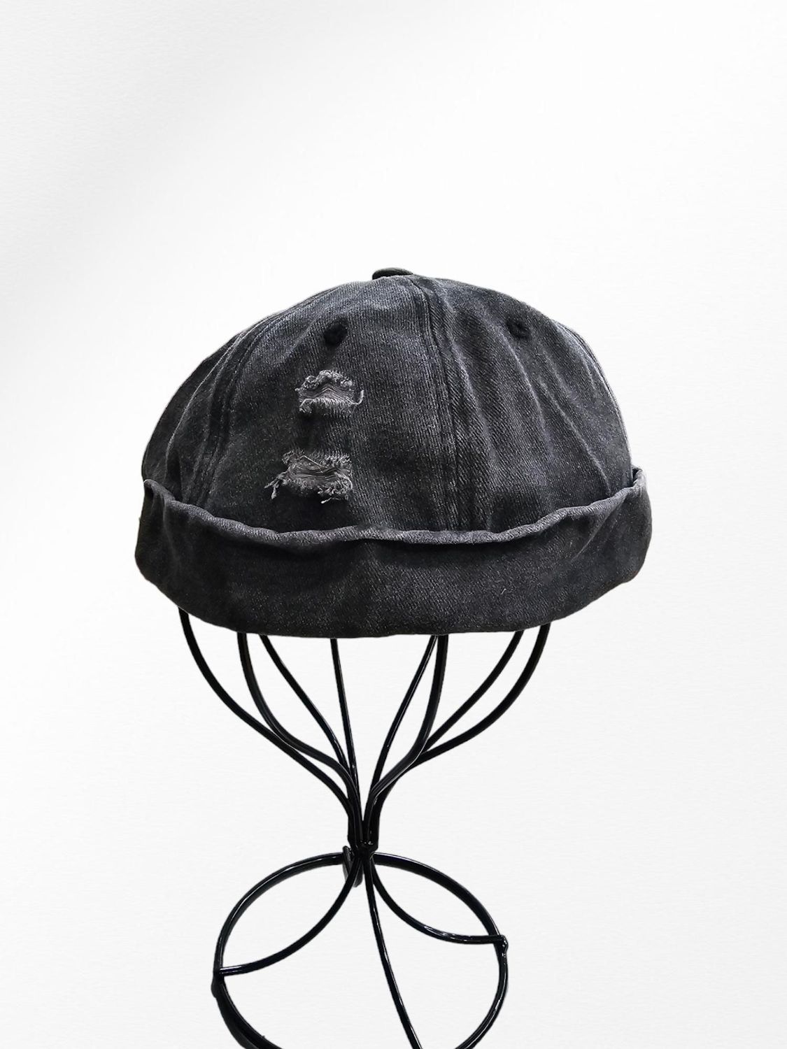 Toque Miki en Jean's  "Bleu Marine" avec un Revers Gris pour un Style Docker