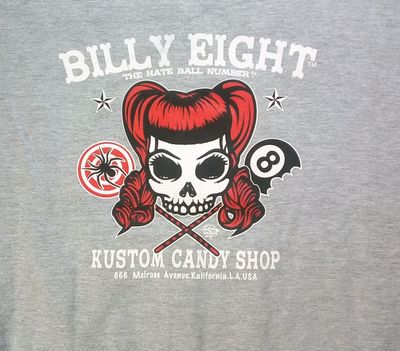 Un Sweat "Noir" de Taille 40/42, Retrouvez La Magnifique Marque "Billy Eight" Représente sa "Portrait de la Diablesse Rouge, Roses Rouge", et son "Candy Shop".