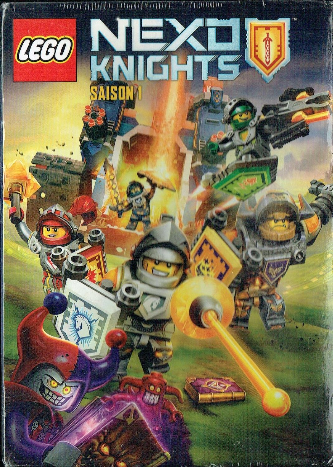 Coffret Nexo Knights LEGO Saisons 1, Le Livre des Monstres se Déchaîne, "Lego, Les Chevaliers Nexo Knights au Royaume de Knighton", sur 2 DVD