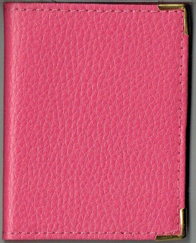 Porte Carte , "20 Emplacements pour Carte", de Visite, de CB..., En Croute de Cuir Rose Vachette, En Petit Format Comme les Cartes, Ouverture Simple.