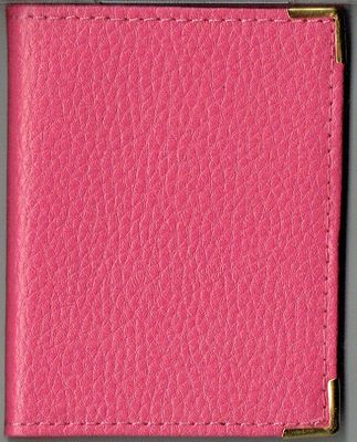 Porte Carte , "20 Emplacements pour Carte", de Visite, de CB..., En Croute de Cuir Rose Vachette, En Petit Format Comme les Cartes, Ouverture Simple.