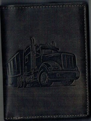 Porte-Feuille 120 Imprimé "Camion", De Couleur Noir Vieilli, Cuir de Vachette Système RFID Anti-Transfère CB, Vertical