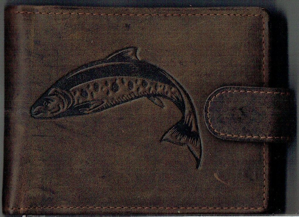 Porte-Feuille 156 Imprimé "Poisson" - Cuir Vieilli de Vachette - de Couleur Noir  avec Système RFID, Horizontal