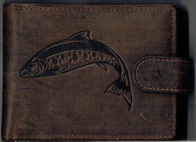 Porte-Feuille 156 Imprimé "Poisson" - Cuir Vieilli de Vachette - de Couleur Noir  avec Système RFID, Horizontal