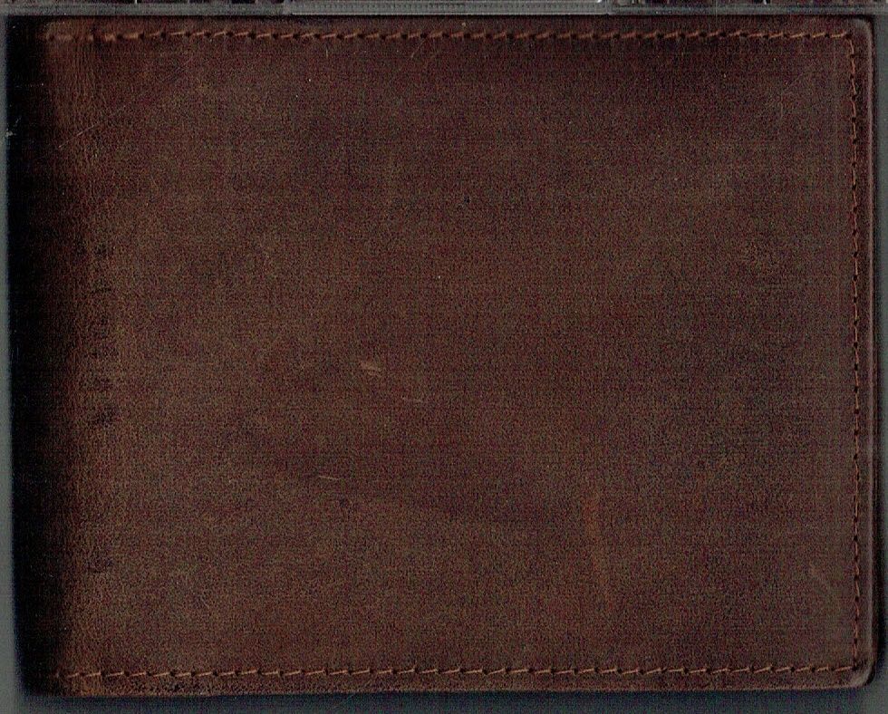 Porte-Feuille 149 Imprimé "UNI", Cuir de Vachette en Marron Vieillie, avec Système RFID Anti-Transfère CB, Horizontal