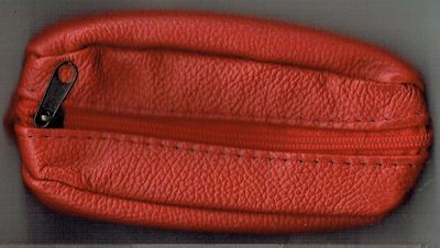 Porte-Monnaie "Grain de Café", Croute de Cuir Vachette, Couleur Rouge, le traditionnel à deux compartiments Zippée, Pièce et Billets