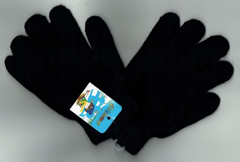 Une Paire de Gants pour "les Enfants", de Couleur Noir, pour une Taille Unis de 9x12 cm...