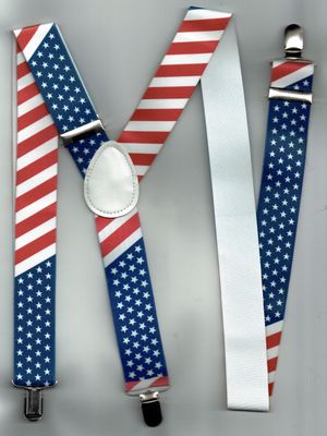 Bretelle Élastique à Pince, Design Bretelle Élastique à Pince, Design "Drapeau Américain", Pour une Taille de 60 Min à 95 cm Max de Longueur pour Largeur de 3.5 cm, Assure Sensation et Légèreté d'un Confort Optimal.