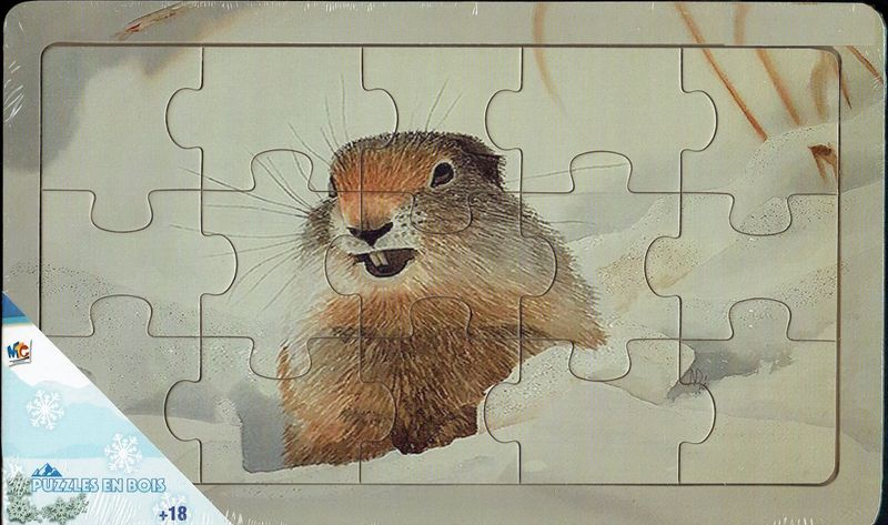 Puzzles en Bois, "La Marmottes", Elle vous regarde d'Amitié... En Bois avec une épaisseur de 8 mm, 15 Pièces, 18 mois et +...