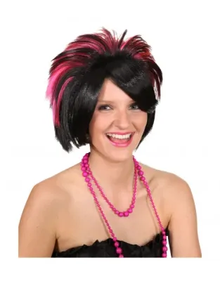 Perruque "Couleur Noir/Violet/Rose" A Votre Déguisement, Vous êtes "Miss Hanna Pink" Votre Personnage People de vos Soirées.